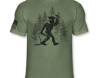 Bigfoot Welder T-Shirt - Funny Sasquatch Welders shirt - Bigfoot Welding shirt - Metal Working Fabricator Athletic Soft Blend Tee - A269