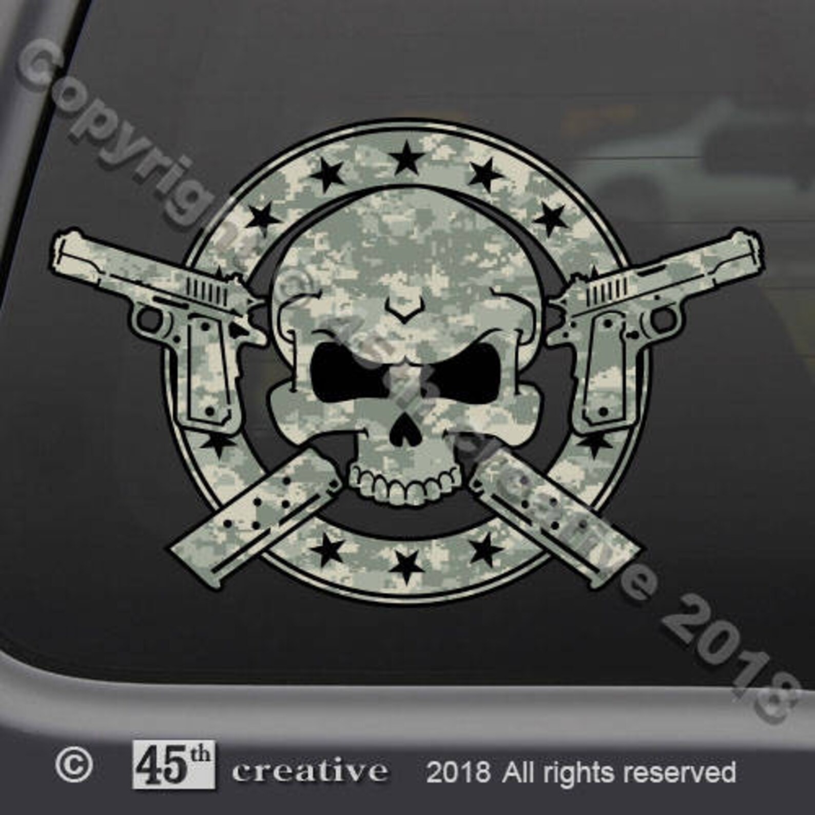 M1911 Pistol Skull Crossbones Decal Sticker 1911 Pistol Decal Etsy
