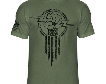 Electrician Hero T-Shirt - Electrical Worker Superhero Fist Soft Blend Tee Shirt - A16
