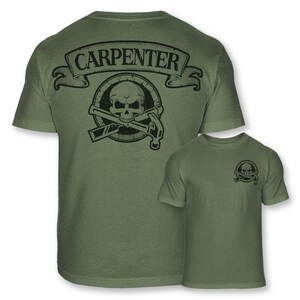 Carpenter Skull Crossbones Soft Blend Shirt - Crossed Chisel Hammer Carpentry Badge Tee Shirt - A87