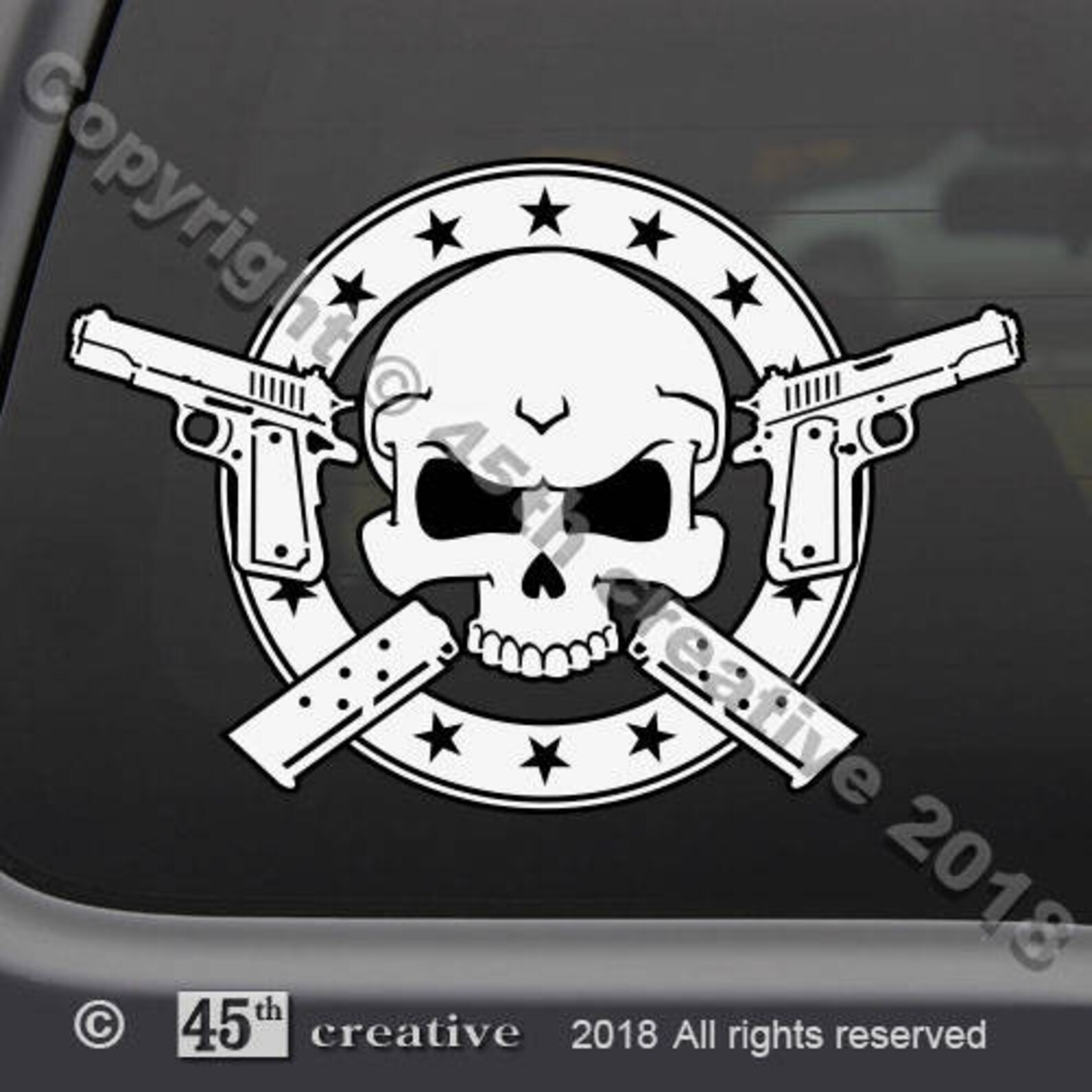 M1911 Pistol Skull Crossbones Decal Sticker 1911 Pistol Decal Etsy