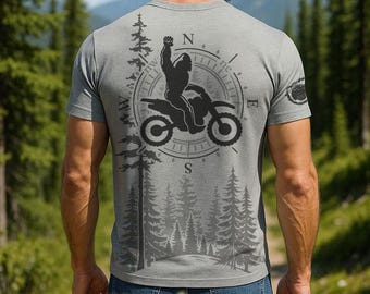 Bigfoot Dirt Bike T-Shirt for Men - Funny Sasquatch Dirt Biking Shirt - Ultra Soft Blend, No-Feel Print - Light Weight T-Shirt - F207