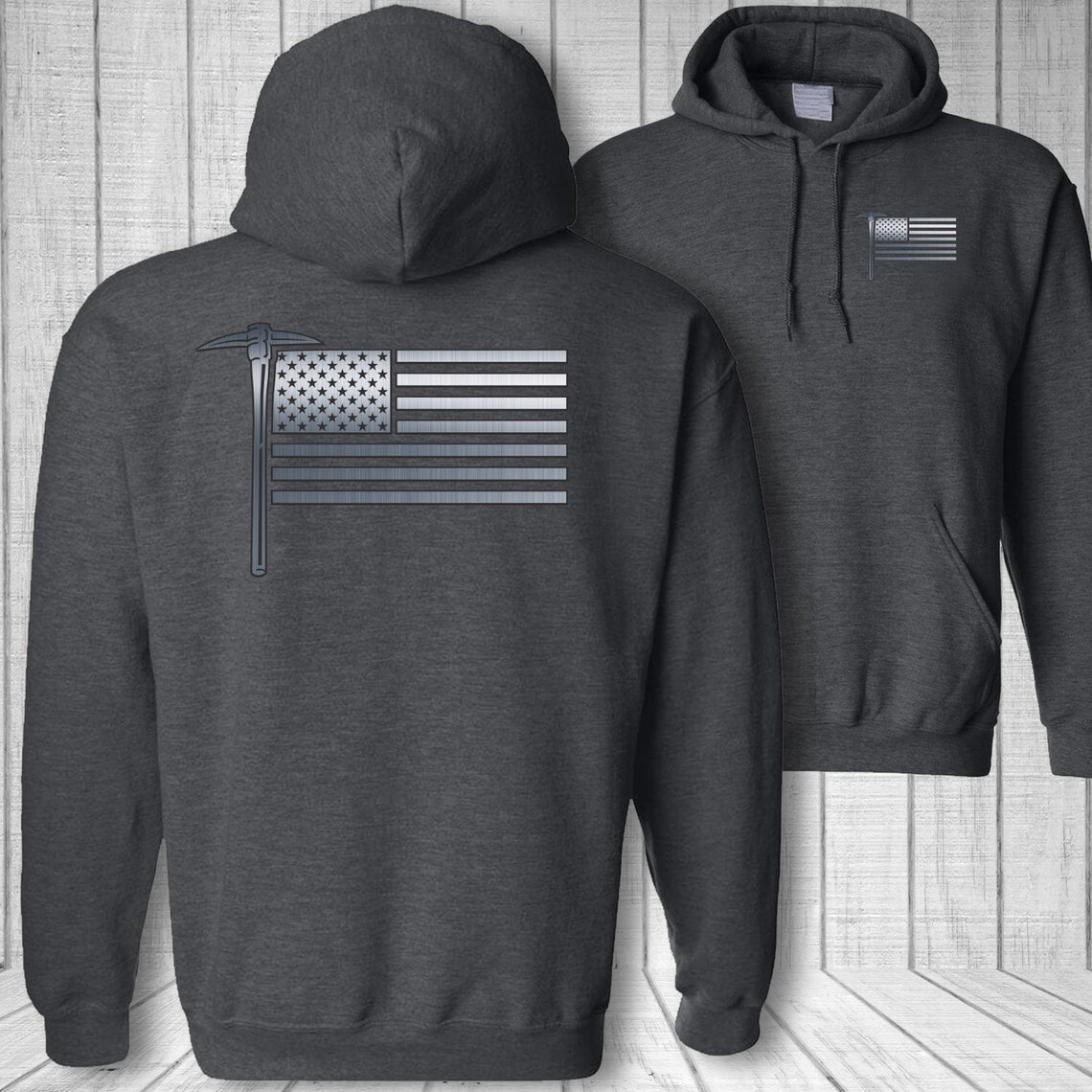 American Flag Coal Miner Hoodie USA Flag Coal Mining Pickax Etsy