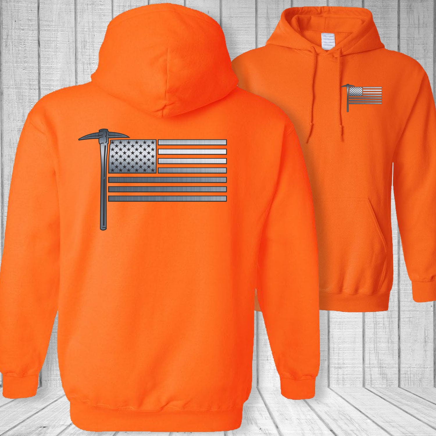 American Flag Coal Miner Hoodie USA Flag Coal Mining Pickax Etsy