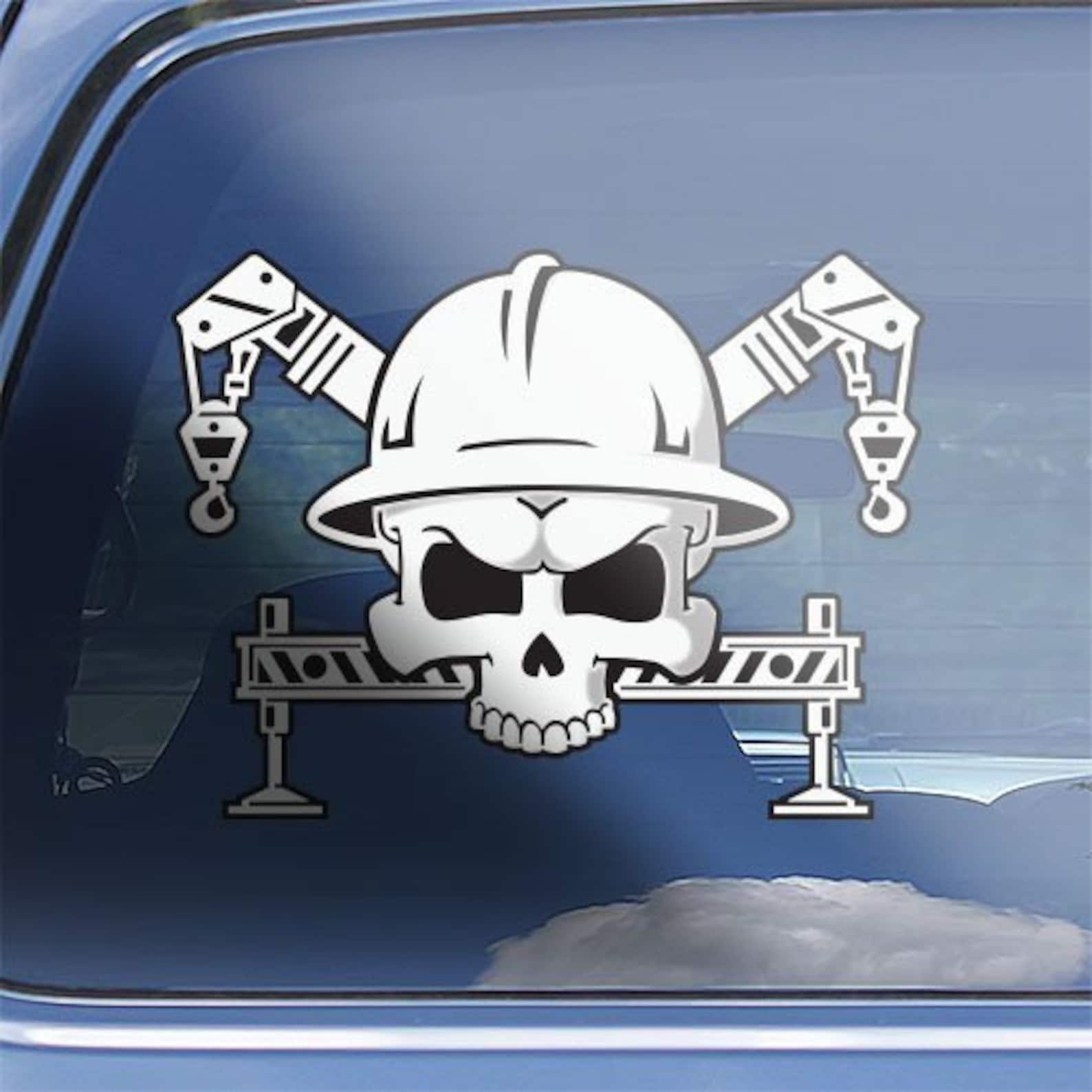 Crane Operator Skull Crossbones Decal Sticker Crane Operators - Etsy