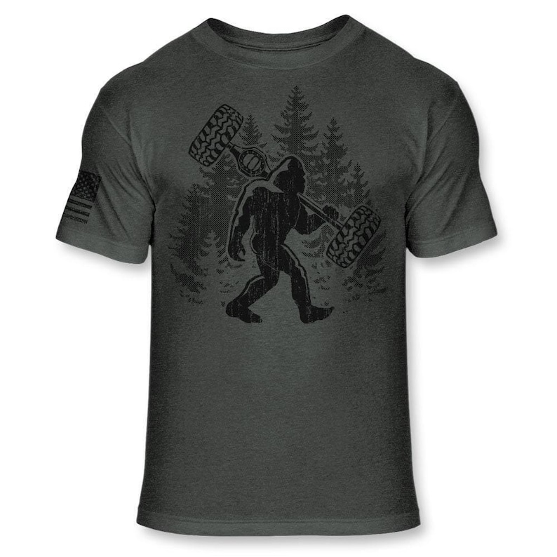 Bigfoot Off-road T-Shirt - Funny Sasquatch Offroad shirt - Bigfoot Off Road 4x4 silhouette shirt - Outdoor Athletic Soft Blend Tee - A177 Heather Dark Gray