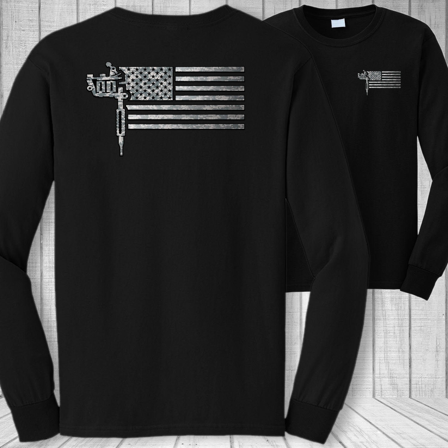 Tattoo Artist American Flag Long Sleeve T-Shirt USA Flag | Etsy