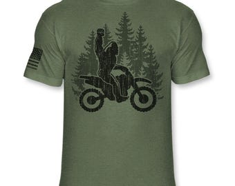 Bigfoot Dirt Bike T-Shirt - Funny Sasquatch Dirt biking shirt - Big foot Enduro shirt - Motocross Athletic Soft Blend Tee - A192
