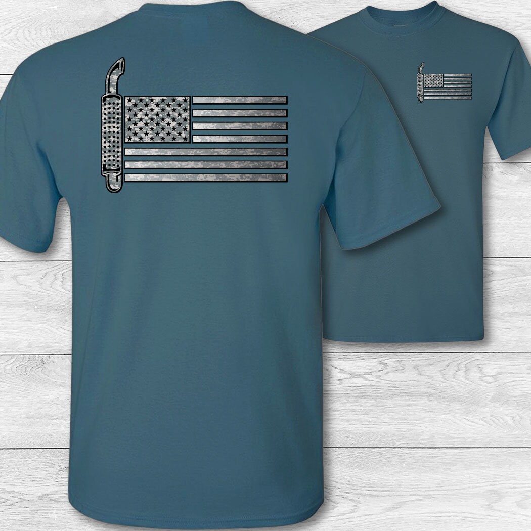 Trucker American Flag T-shirt USA Flag 
