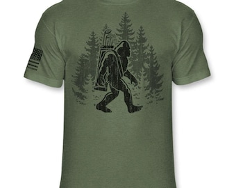 Bigfoot Golfer T-Shirt - Funny Sasquatch Golfing Shirt - Bigfoot Silhouette Golf Shirt - Soft Blend Athletic Tee - A176