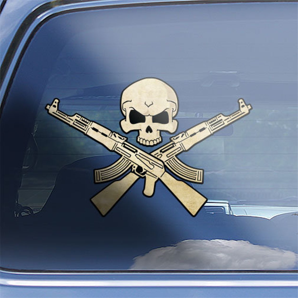 AK47 rifle skull crossbones decal sticker ak47 rifle decal Etsy