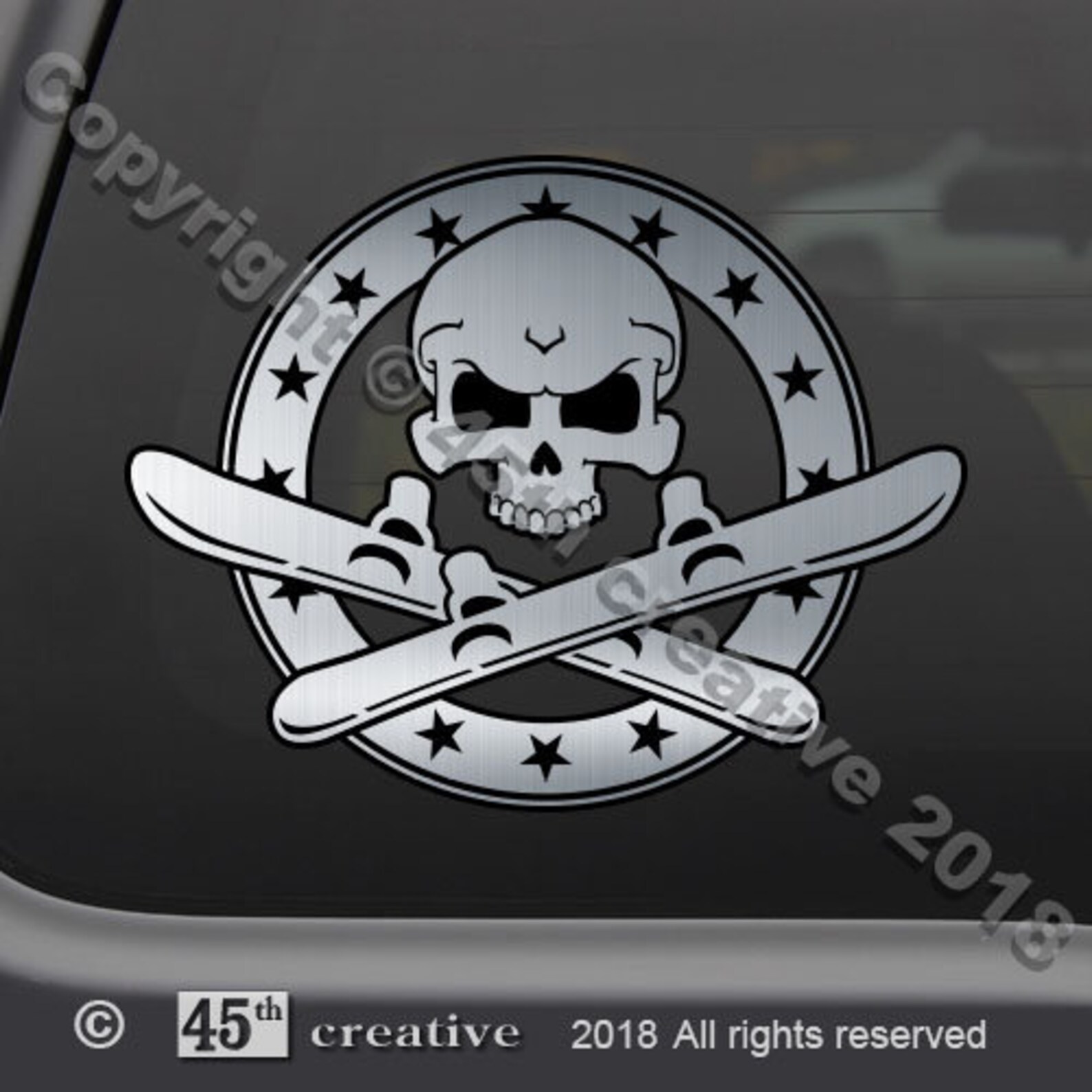 Snowboard Skull Crossbones Decal Sticker Snowboarding Window Etsy