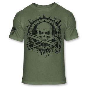 Carpenter Skull T-Shirt: Woodworking Hammer & Chisel Graphic Tee - A122