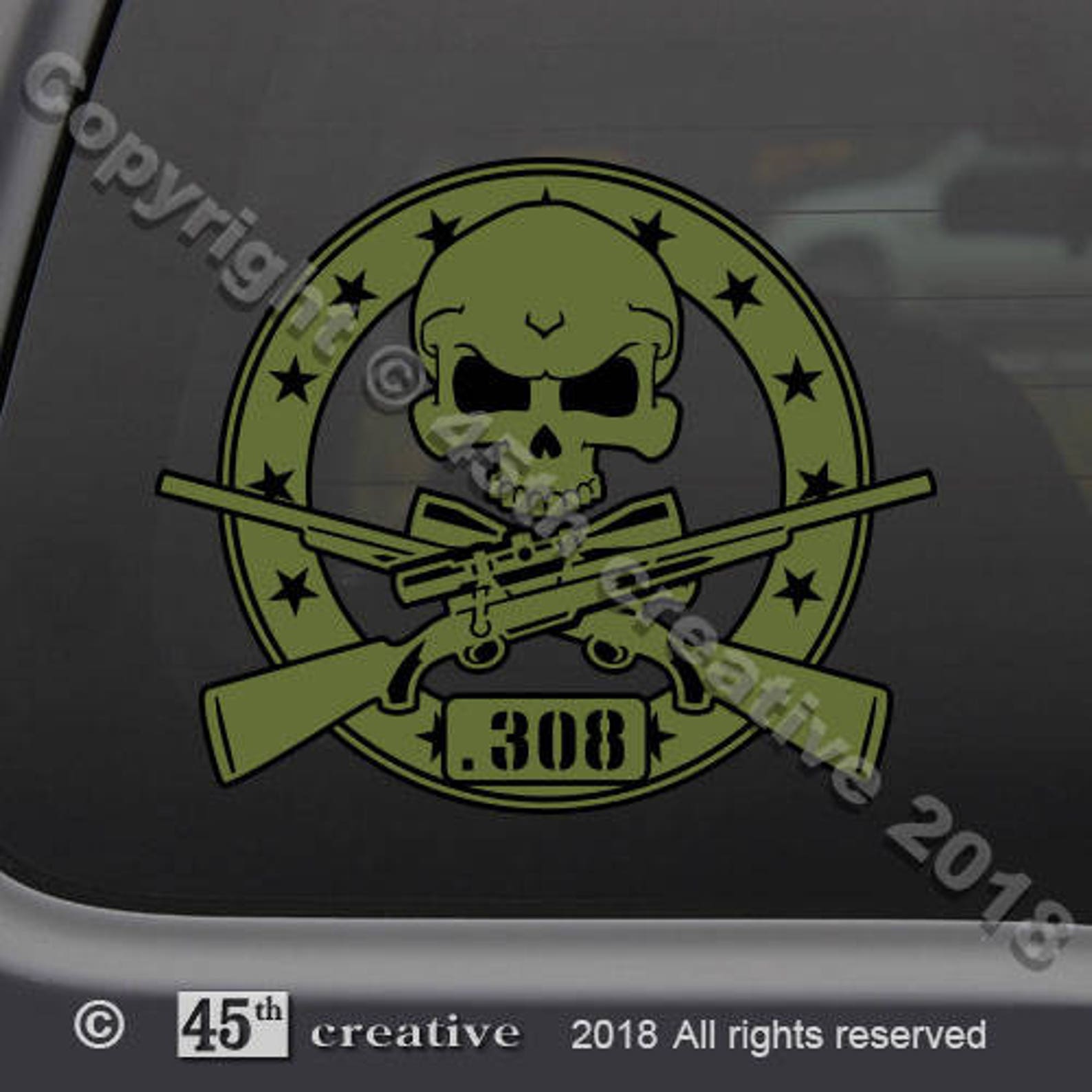 308 Rifle Skull Crossbones Decal Sticker .308 Hunting Rifle | Etsy