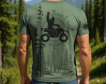 Bigfoot ATV T-Shirt for Men - Funny Sasquatch Quad Shirt - Ultra Soft Blend, No-Feel Print - Medium Weight T-Shirt - F210