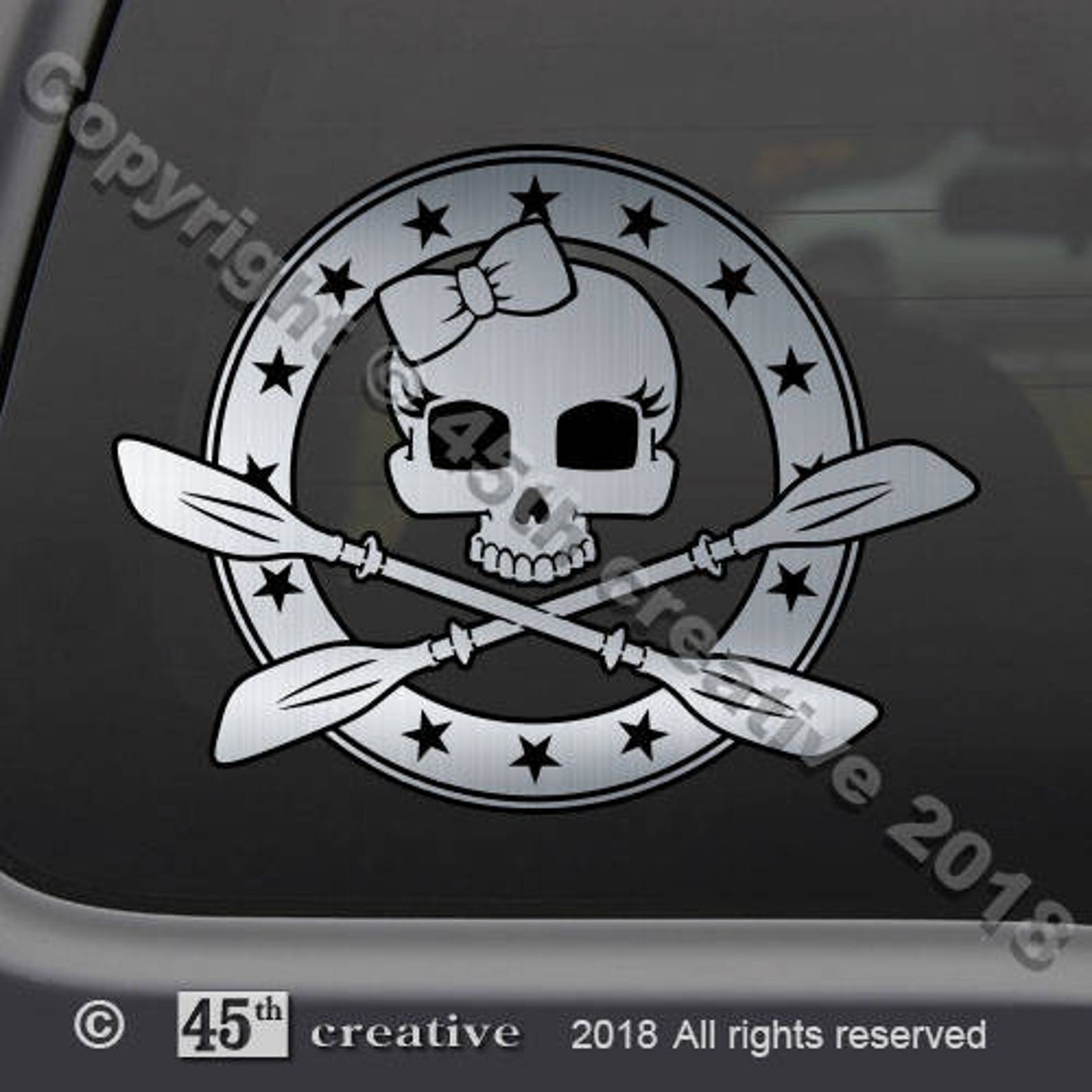 Women's Kayak Skull Crossbones Decal Girls River Kayaker Etsy