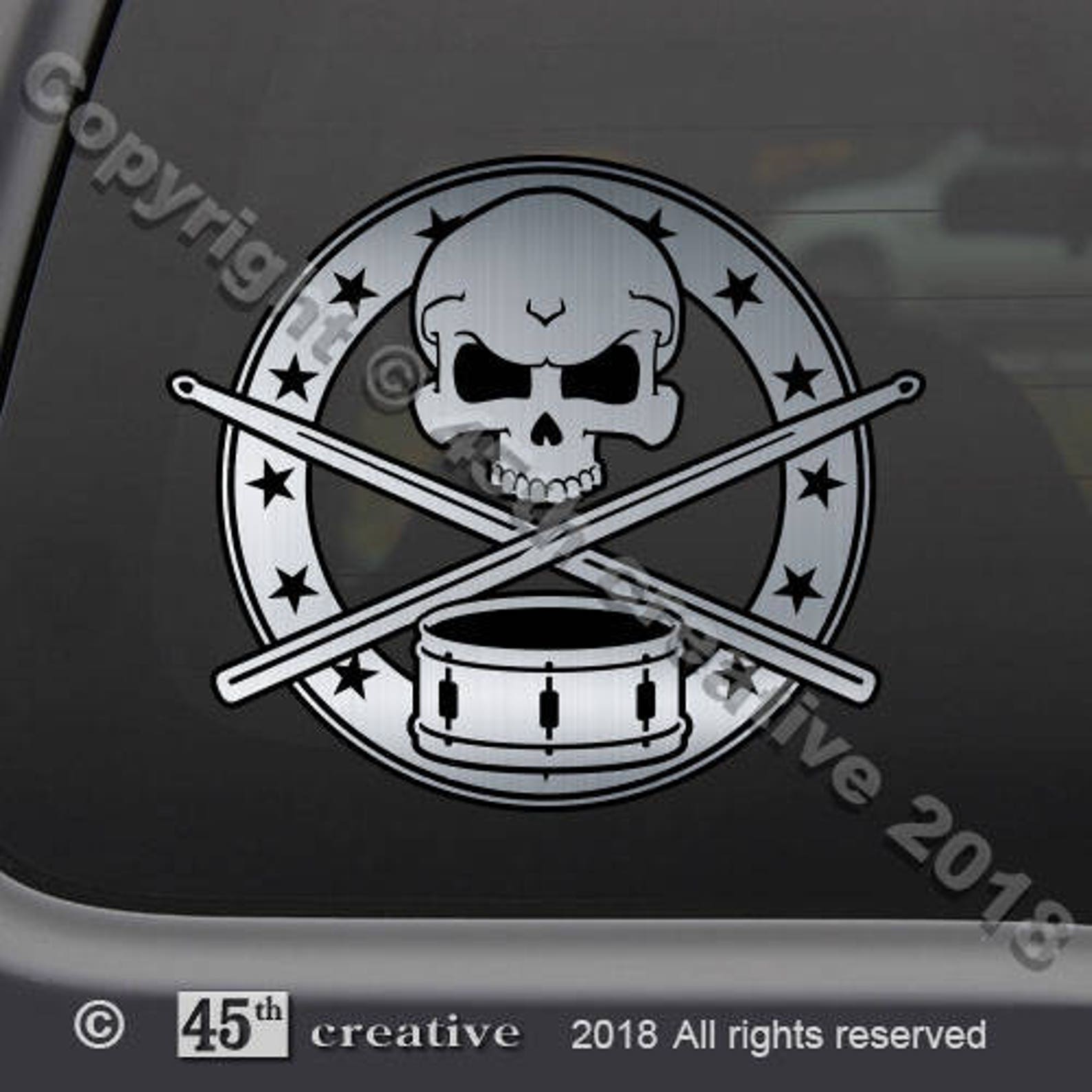 Drummers Skull Crossbones Decal Sticker Drumming Decal Etsy