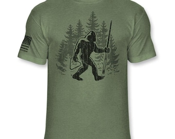Bigfoot Billiards T-Shirt - Funny Sasquatch Pool Shark shirt - Bigfoot Pool Table shirt Pub Tavern Bar Games Athletic Soft Blend Tee - A281