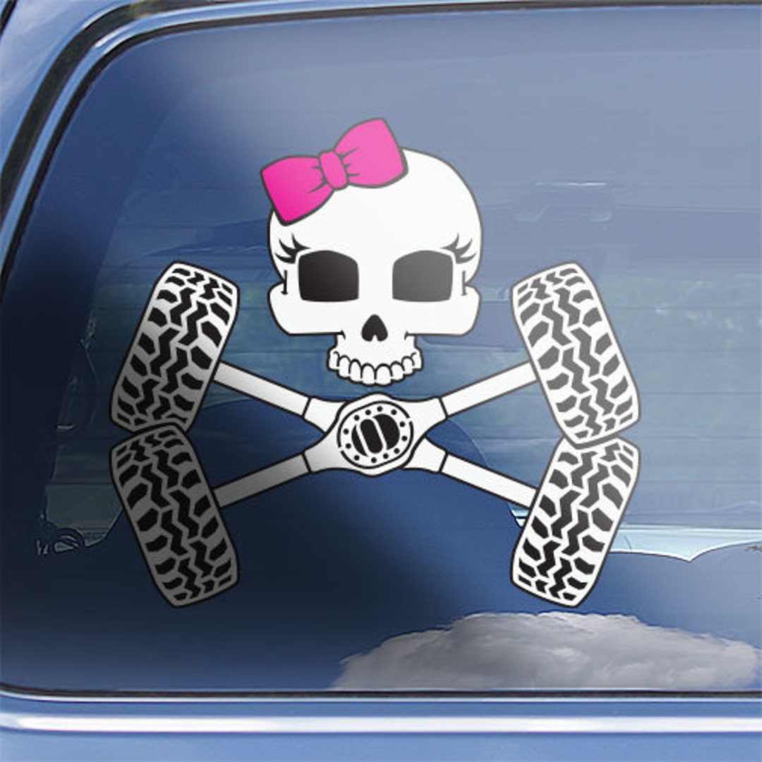 2-Pack Skull & Crossbones 4x4 Decals - Large 11.75"x9.75" Bed Panel Stickers For Trucks 10 thumbnail image