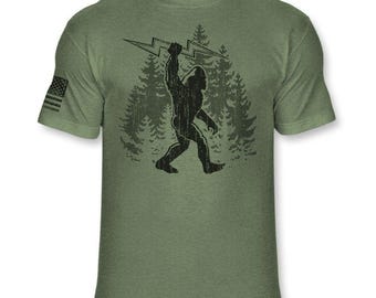 Funny Bigfoot Electrician T-Shirt: Sasquatch Soft Blend Tee - A267