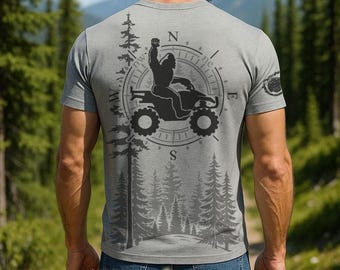 Bigfoot ATV T-Shirt for Men - Funny Sasquatch Quad Shirt - Ultra Soft Blend, No-Feel Print - Light Weight T-Shirt - F210
