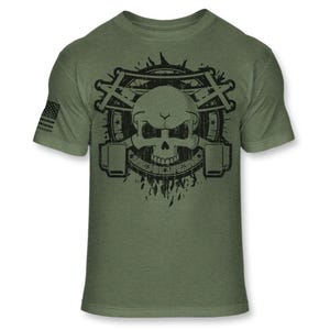 Camiseta de liniero con calavera: Camiseta de liniero con bandera estadounidense - A136