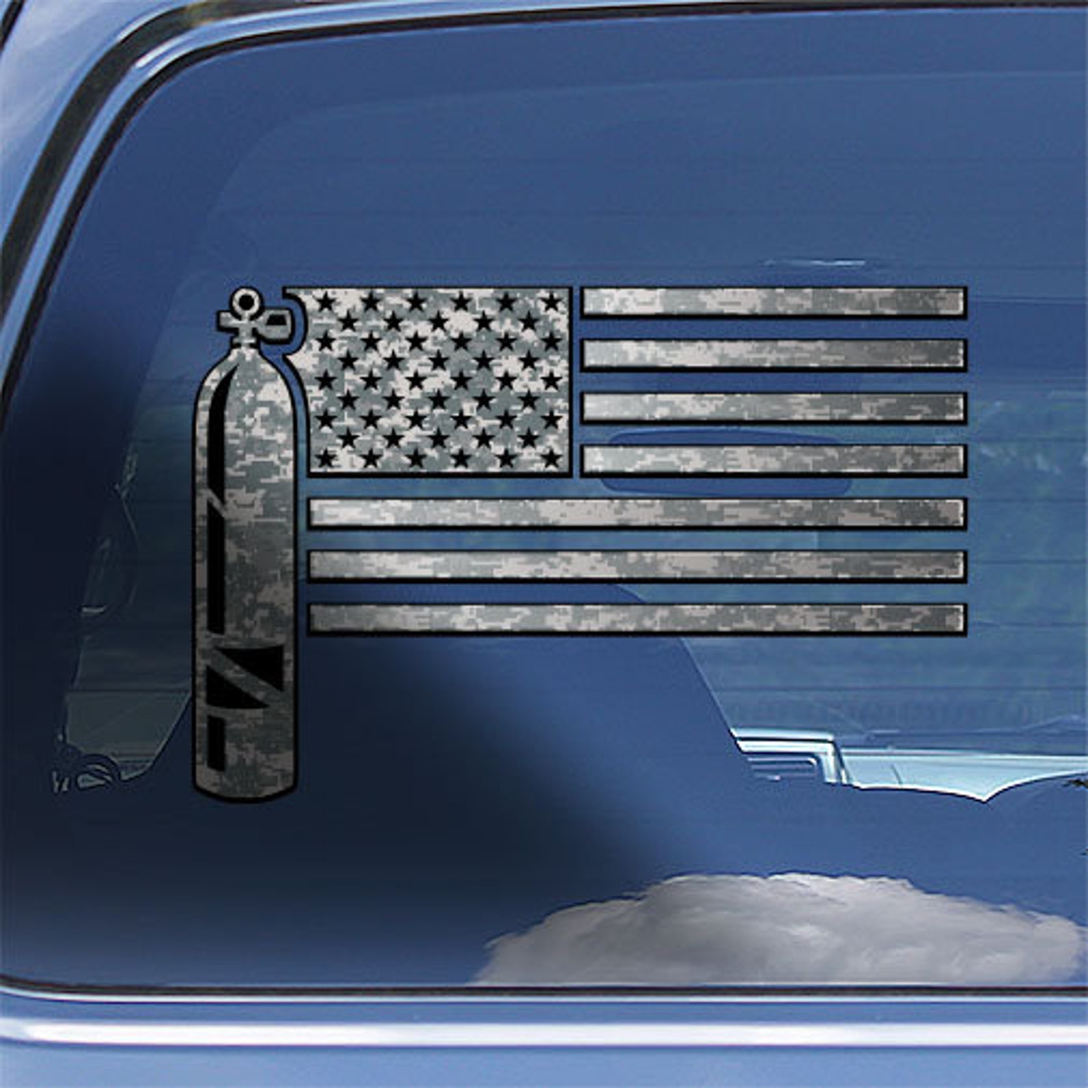 USA Flag Scuba Diver Decal Scuba Diver Tank Window Sticker Etsy