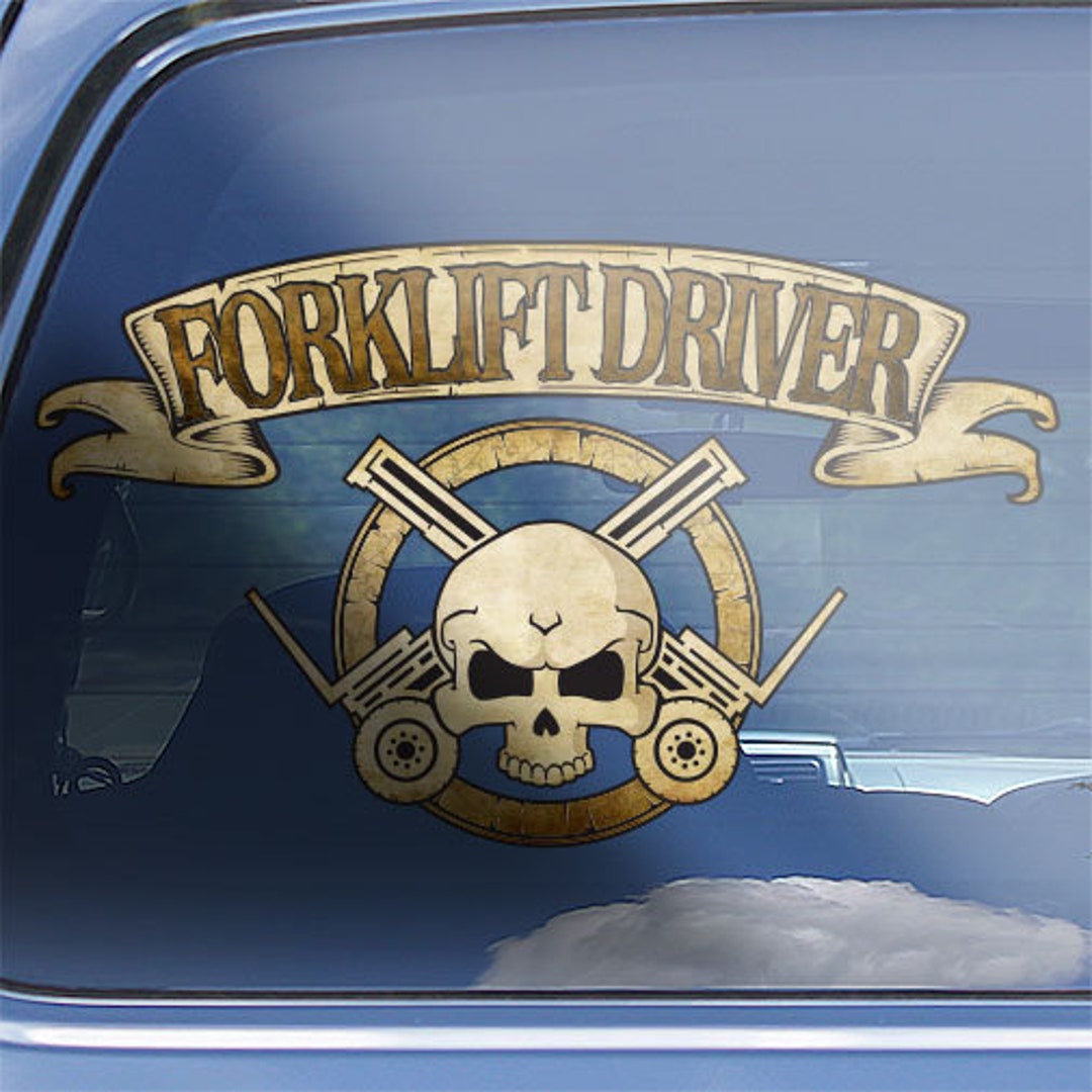 Forklift Driver Skull & Crossbones Decal. Forklift Operator Jolly Roger