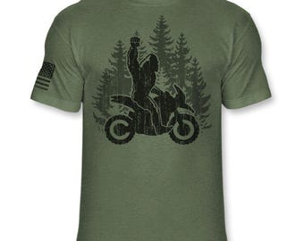 Bigfoot Adventure Bike T-Shirt - Funny Sasquatch Adventure Motorcycle shirt - Bigfoot Enduro Motorcycling Athletic Soft Blend Tee - A191