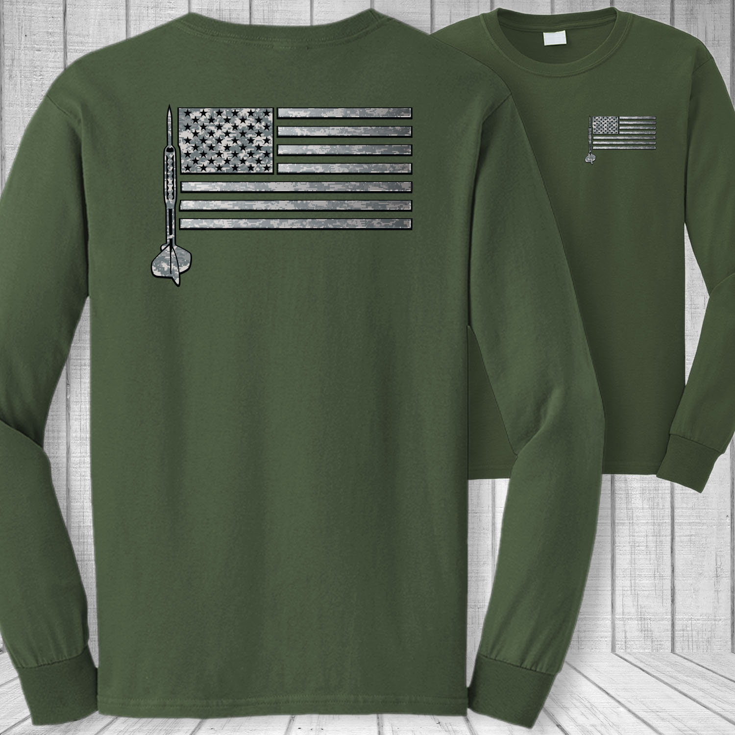 Darts American Flag Long Sleeve TShirt USA Flag Dart Tee Etsy