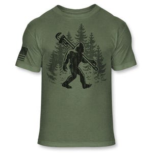 Bigfoot Plumber T-Shirt - Funny Sasquatch Plumber shirt - Yeti Bigfoot plumbing pipe wrench silhouette shirt - Soft Blend T-Shirt - A168
