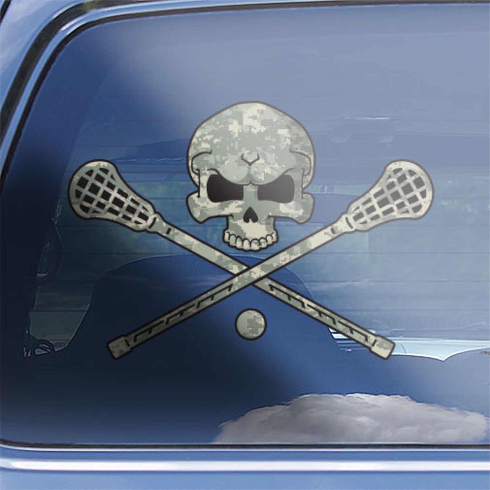 Lacrosse skull crossbones decal sticker lacrosse window decal Etsy