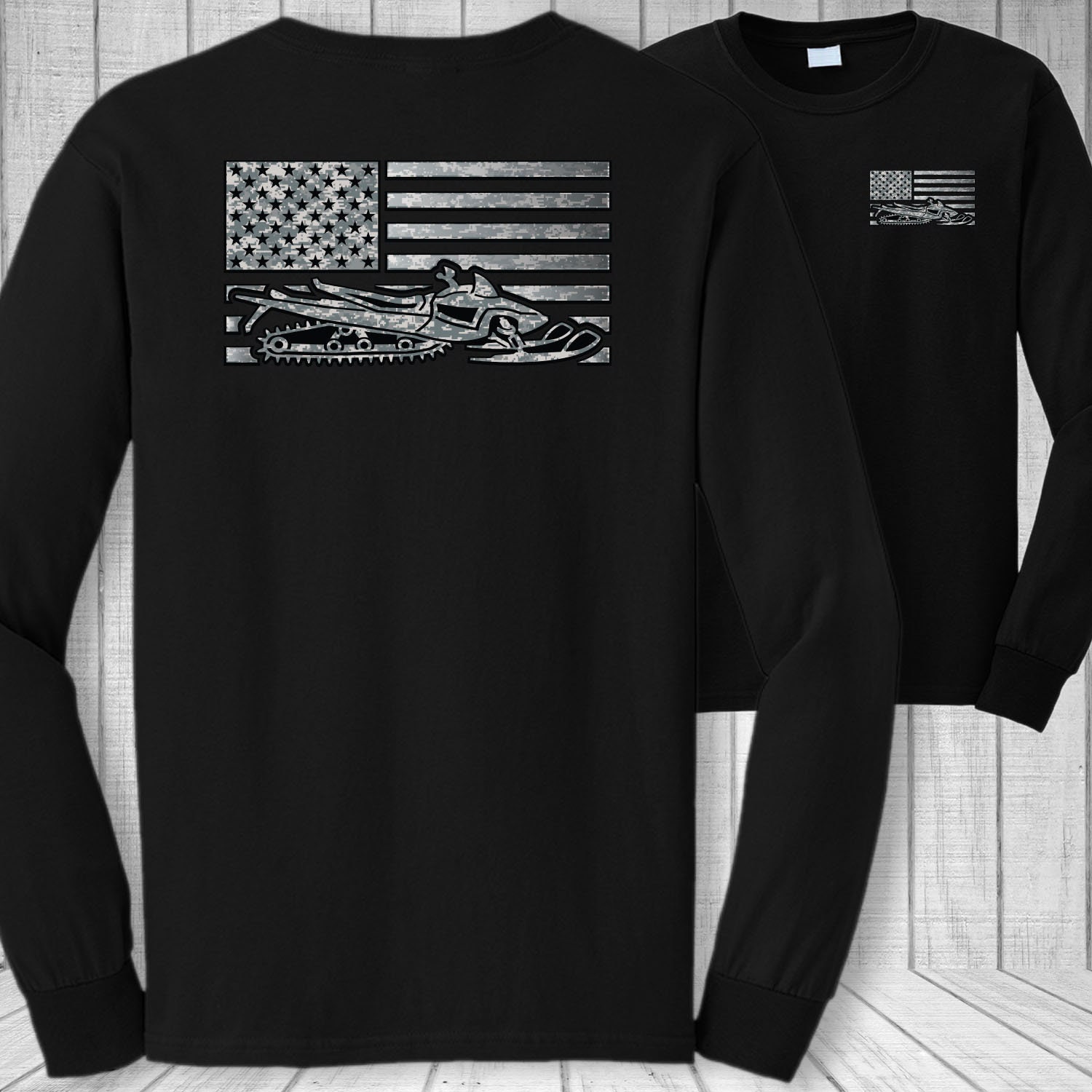 American Flag Snowmobile T-Shirt