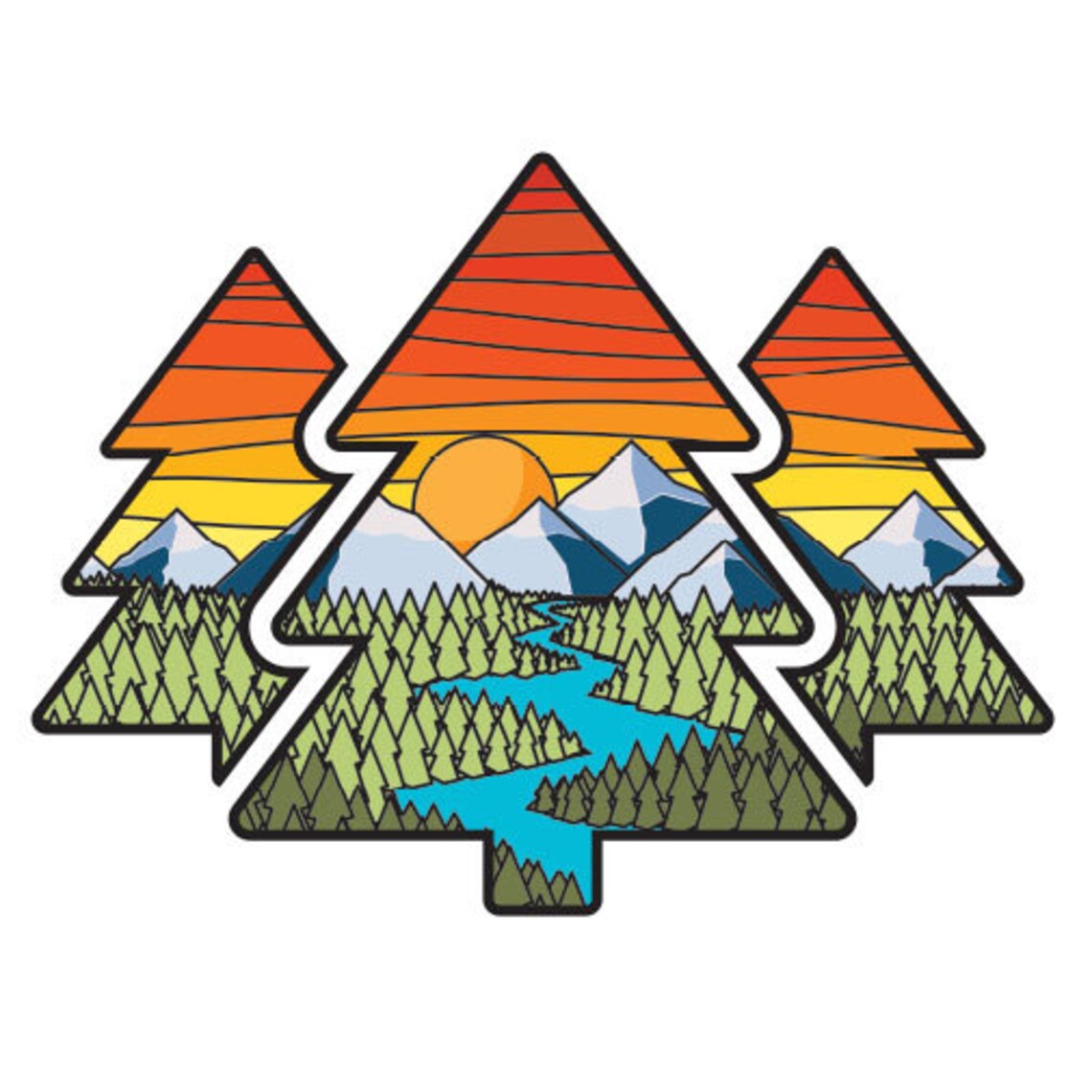 Evergreen Tree Decal Pine Trees Great Outdoors Sticker Fir Etsy