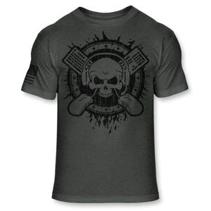 Computer Gaming Skull Graphic T-Shirt: Ultra-Soft Soft Blend - A419 Heather Dark Gray