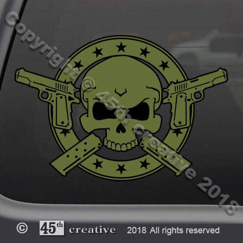 M1911 Pistol Skull Crossbones Decal Sticker 1911 Pistol Decal Etsy
