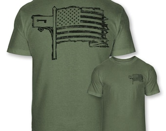 Postal Worker American Flag T-Shirt - Patriotic Mail Carrier Shirt - Soft Blend Short Sleeve Tee - A63