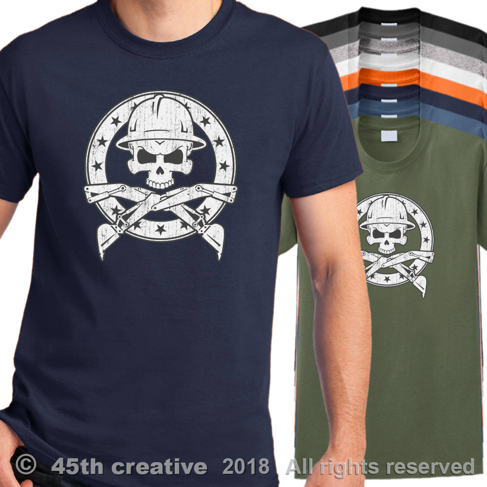 T-shirt Excavators Skull Shirt Backhoe 