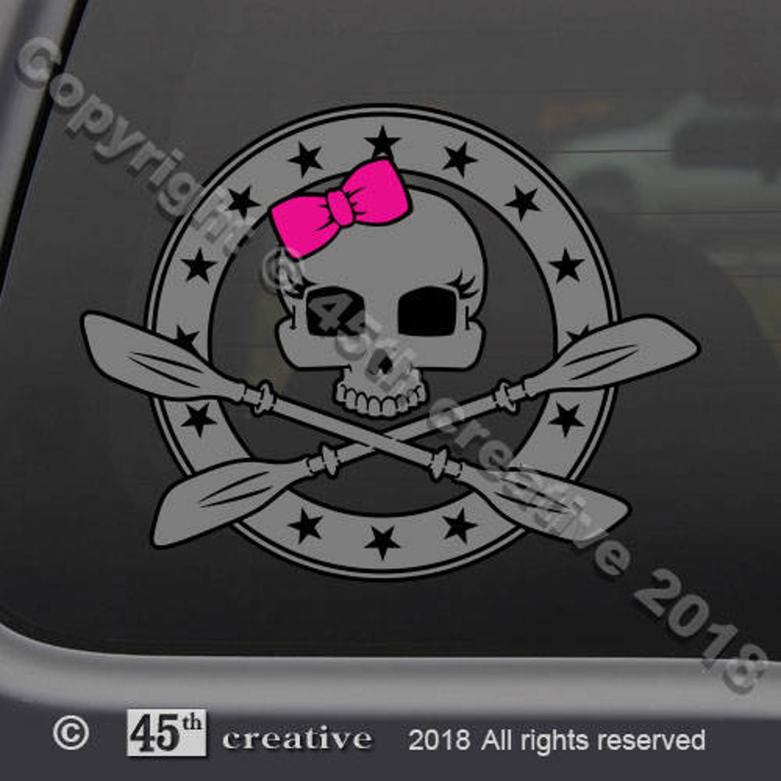 Women's Kayak Skull Crossbones Decal Girls River Kayaker Etsy