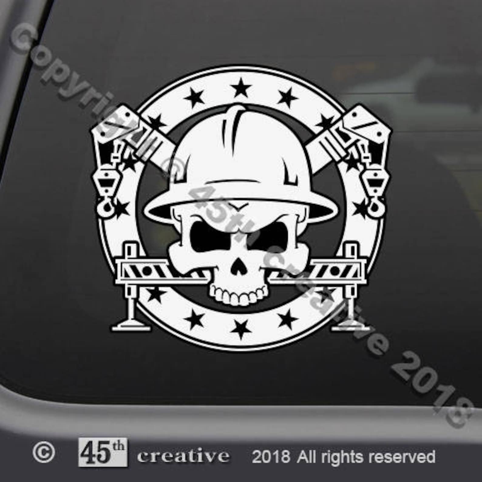 Crane Operator Skull Crossbones Decal Sticker Crane Operators Etsy UK