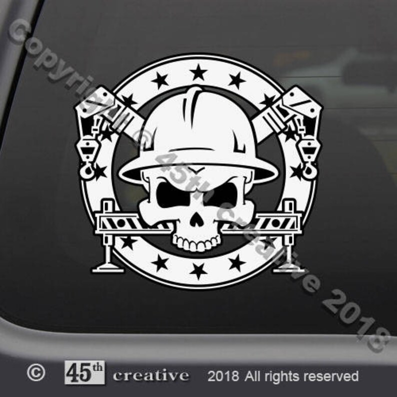 Crane Operator Skull Crossbones Decal Sticker Crane Operators Etsy Canada