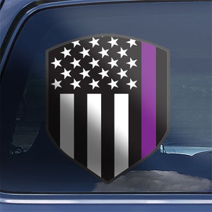 Thin Purple Line Security Officer American Flag Shield Decal - Thin Purple Line Security Guard USA Flag Shield Sticker Gift