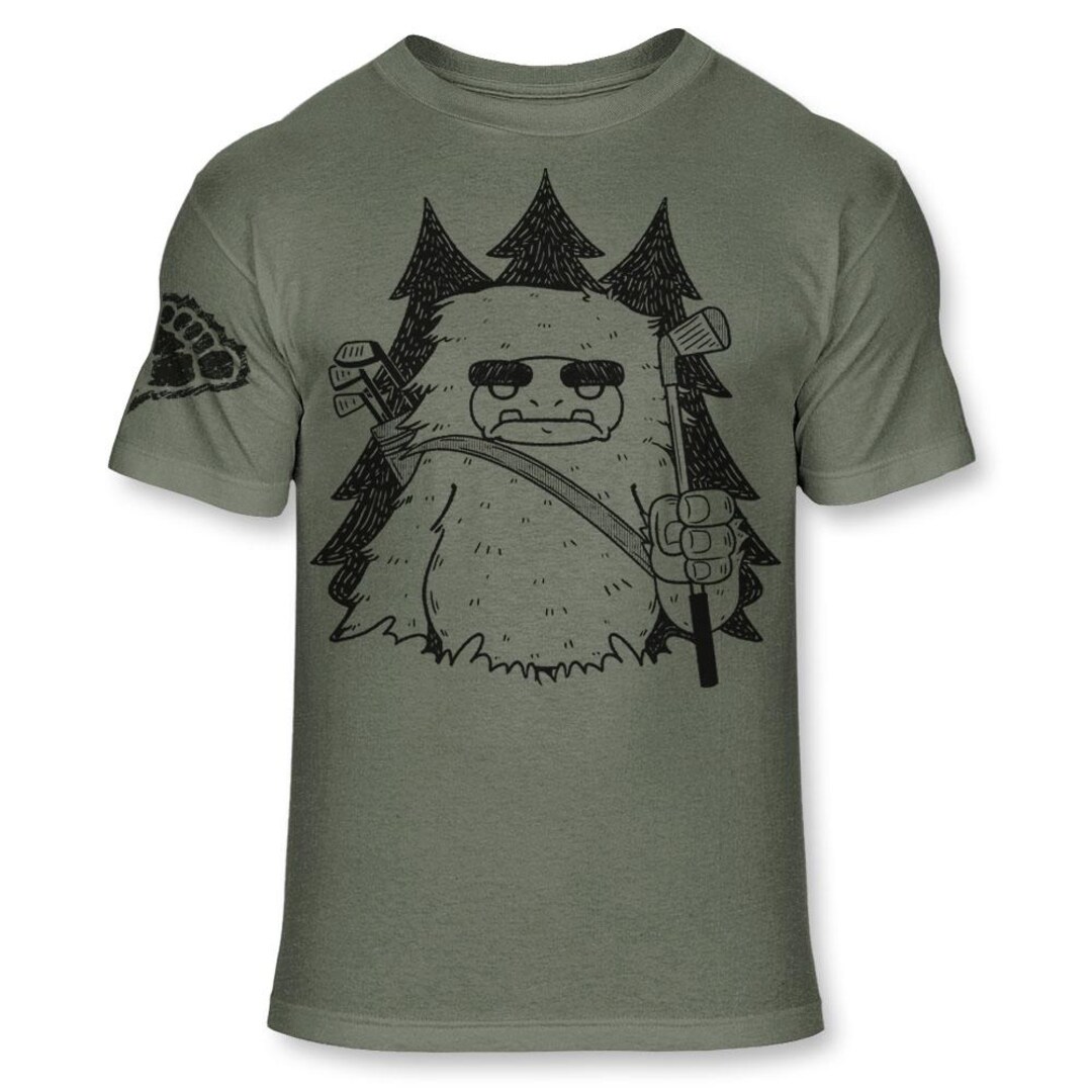 Funny Bigfoot Golfer Shirt - Sasquatch Golfing T-shirt - Grumpy Yeti in ...