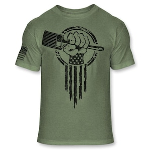 House Painter Hero T-Shirt: Patriotic Painter Fist Graphic Tee - A459