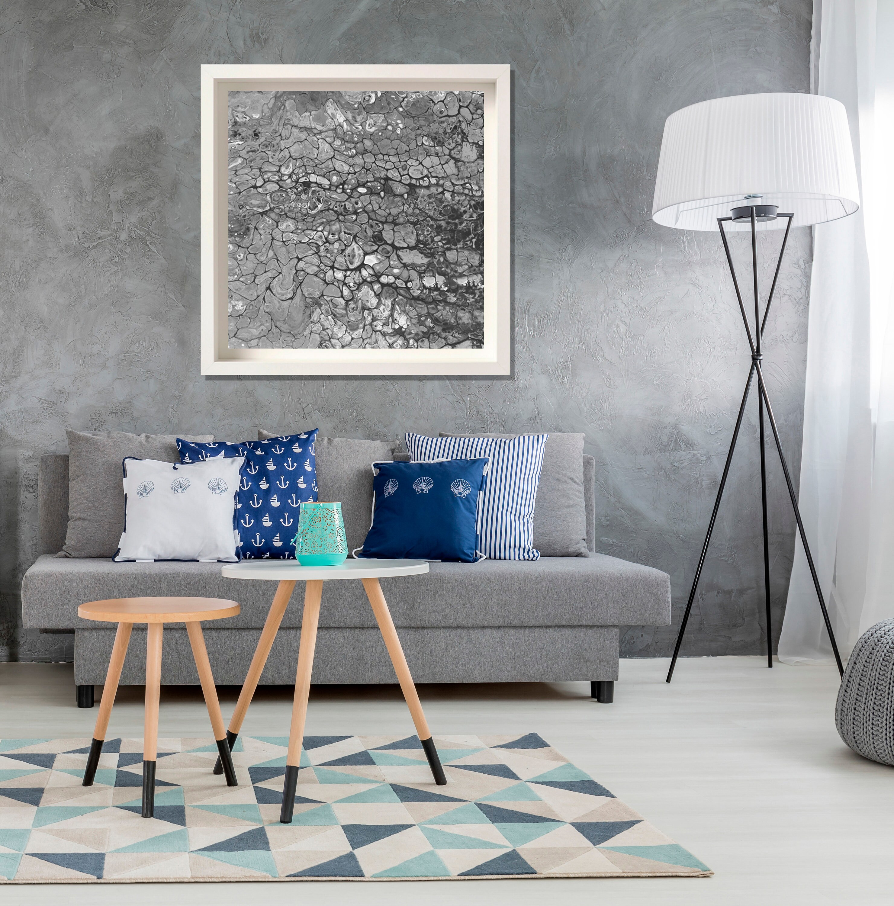 Printable black white and gray wall art abstract painting Etsy.de