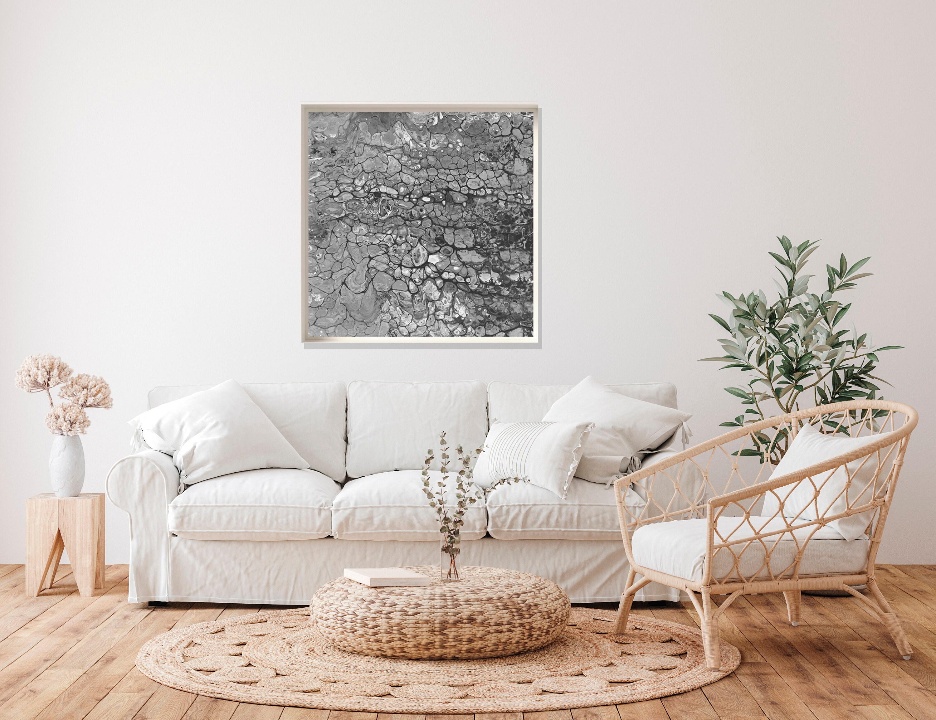 Printable black white and gray wall art abstract painting Etsy.de