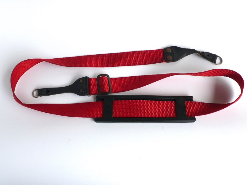 Red Camera Strap with Rubber Shoulder Thingy