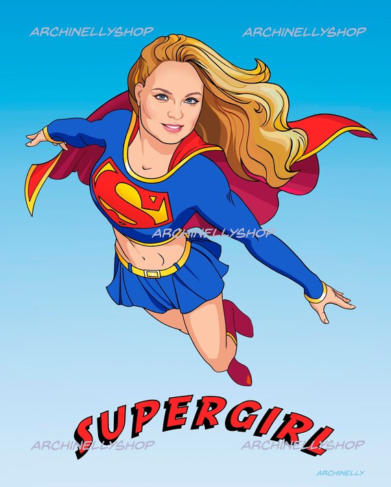 Portrait Personnalise Digital Supergirl Superwoman Donner De Etsy