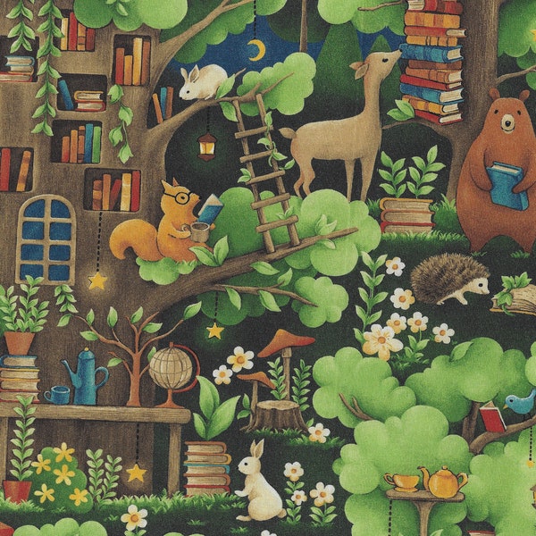Tree House Forest Animal Fabric