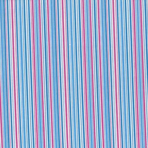 May include: A blue and pink striped fabric with thin white stripes.